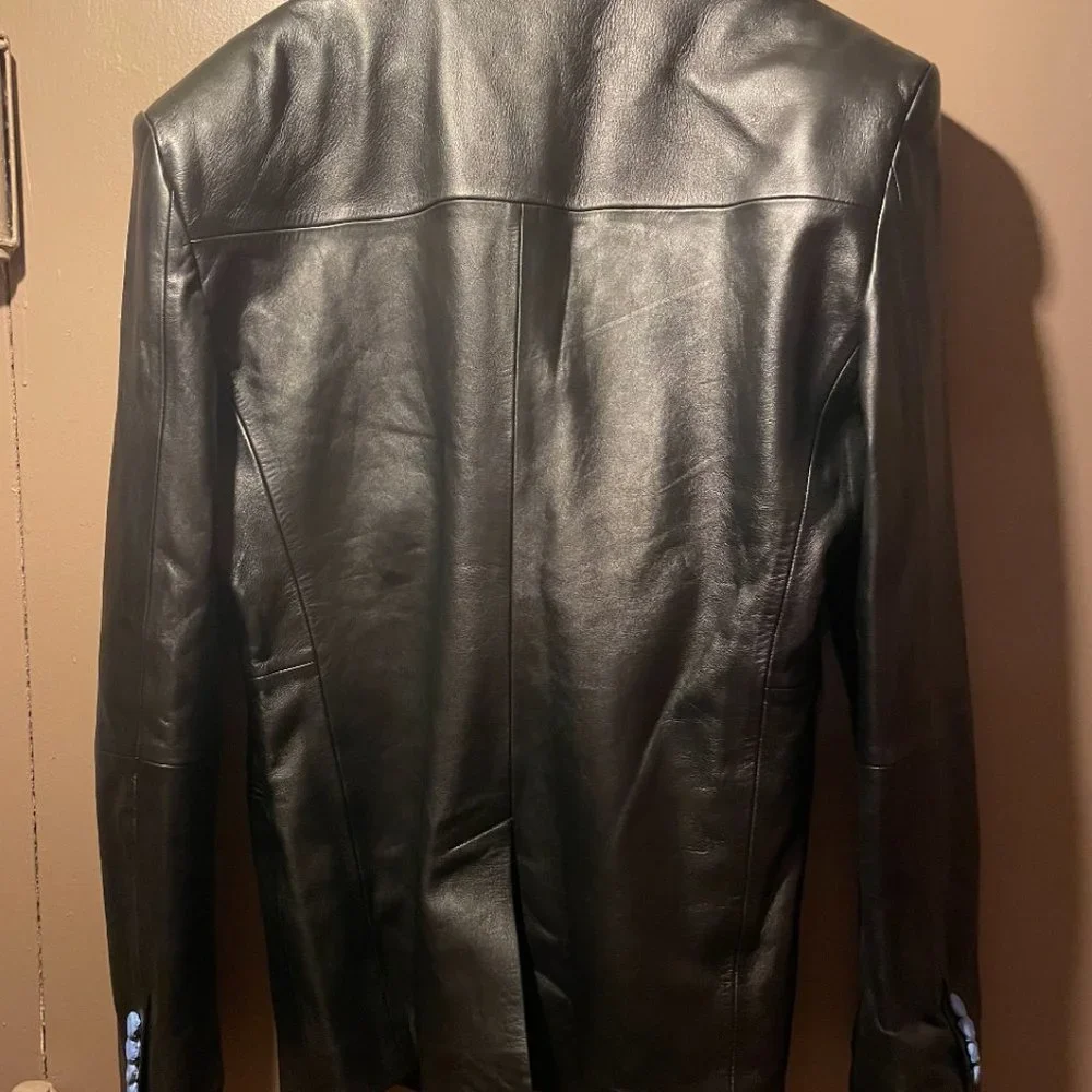 Mugler H&M Collab - Men's Defined-waist Leather Blazer  - Size 48R - Picture 6 of 8